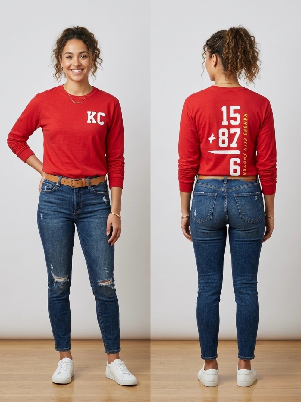 100% Cotton KC Mahomes/Kelce Long Sleeve Tee